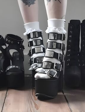 Killstar Black Multi-Buckle Platform Heels